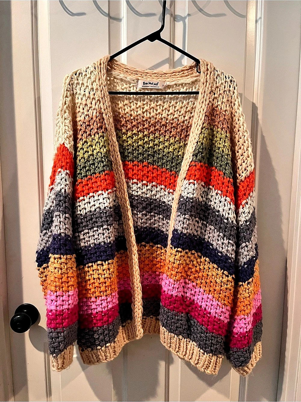 Three Bird Nest Wrapped Up in Color Knit Cardigan Multicolor size Small